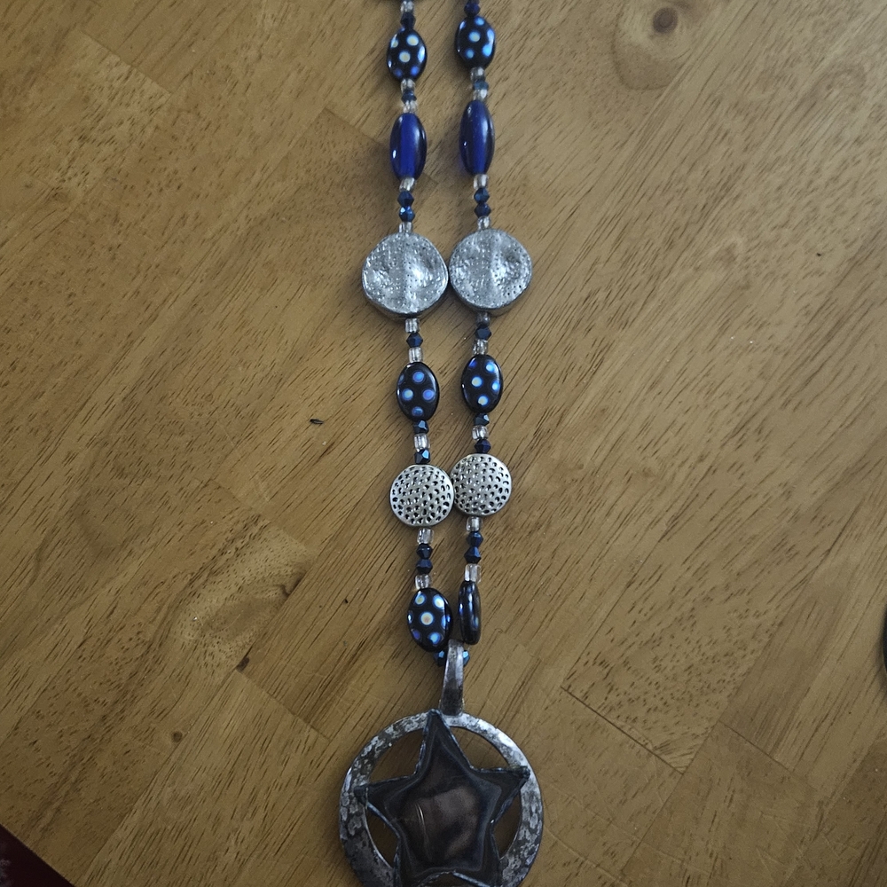 Chic Blue and Silver Star Pendant Necklace